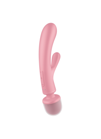 2 en 1 Vibromasseur rabbit et wand rose USB Triple Lover Satisfyer - CC597843